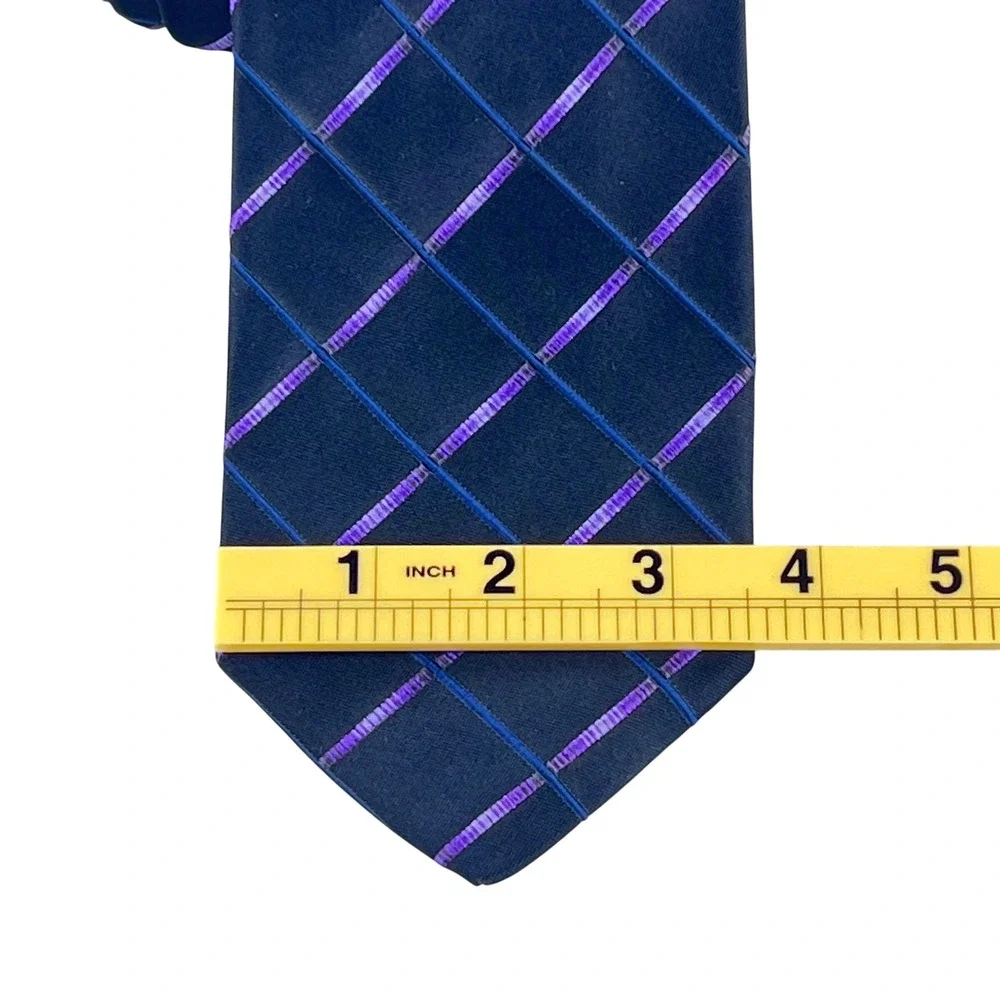Robert Talbott Best of Class Tie Men's Navy Blue Purple Silk Cotton Necktie 3.5